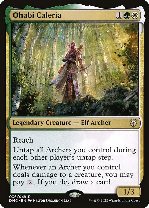 Ohabi Caleria, carta Magic di tipo Legendary Creature — Elf Archer illustrata da Néstor Ossandón Leal