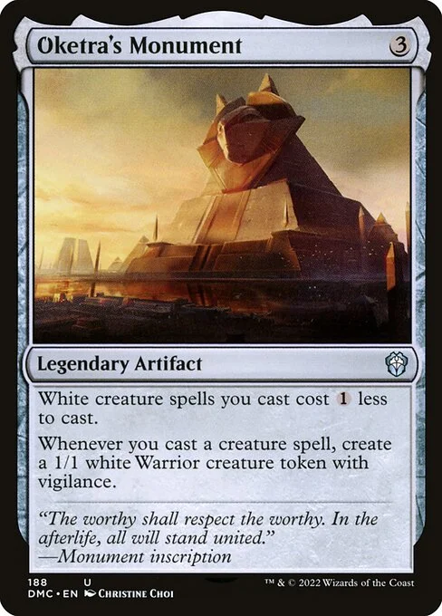 Oketra's Monument, carta Magic di tipo Legendary Artifact illustrata da Christine Choi