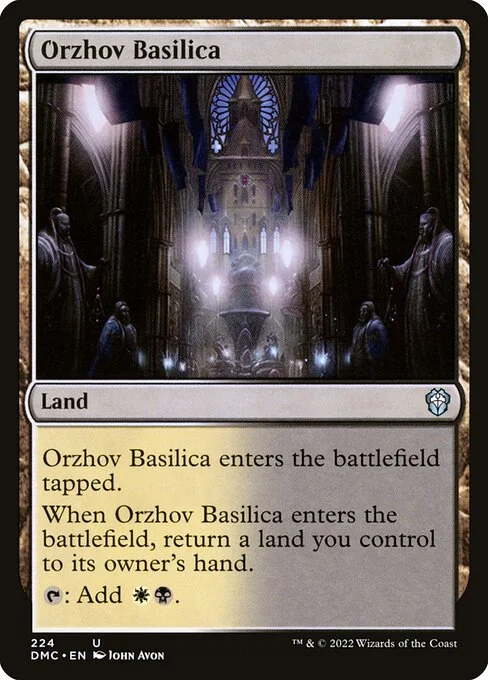 Orzhov Basilica, carta Magic di tipo Land illustrata da John Avon