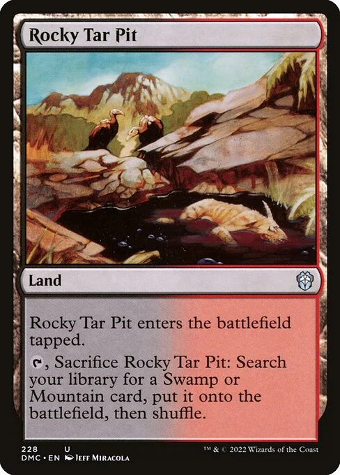 Rocky Tar Pit, carta Magic di tipo Land illustrata da Jeff Miracola