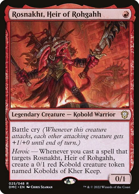 Rosnakht, Heir of Rohgahh, carta Magic di tipo Legendary Creature — Kobold Warrior illustrata da Chris Seaman