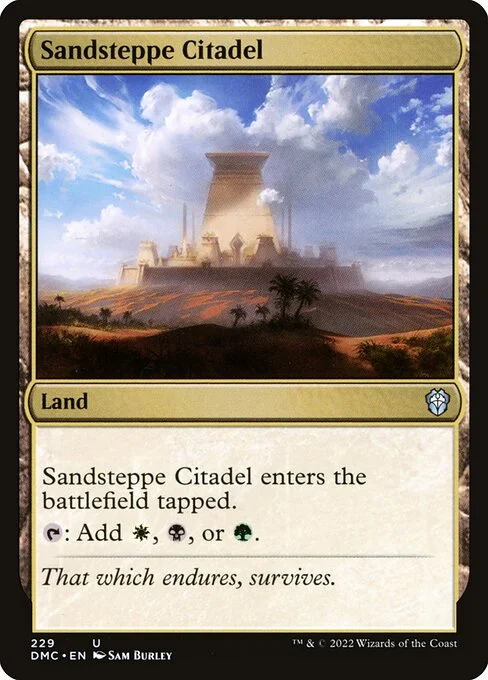 Sandsteppe Citadel, carta Magic di tipo Land illustrata da Sam Burley