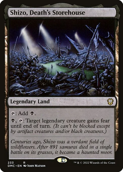 Shizo, Death's Storehouse, carta Magic di tipo Legendary Land illustrata da John Matson