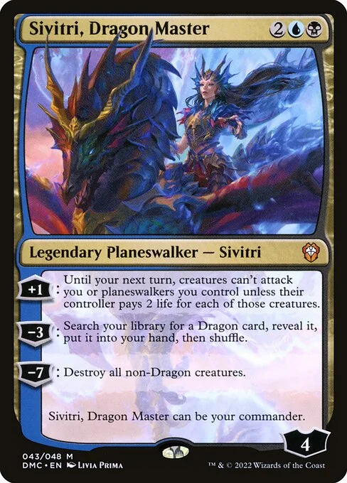Sivitri, Dragon Master, carta Magic di tipo Legendary Planeswalker — Sivitri illustrata da Livia Prima