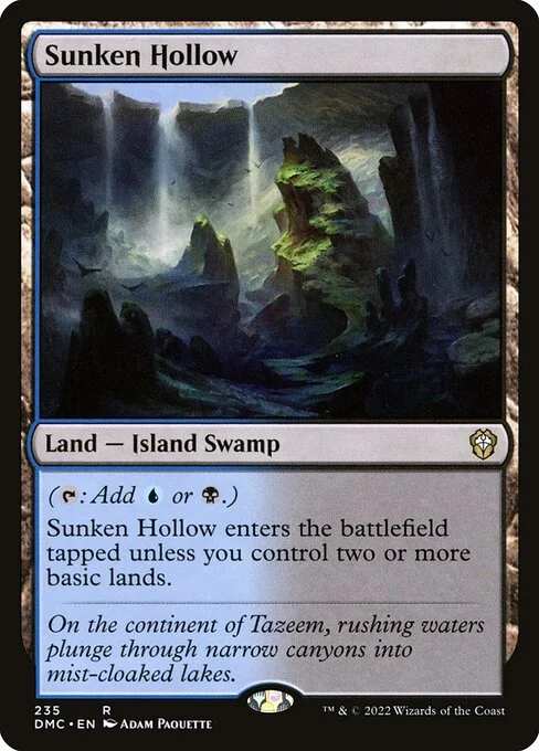 Sunken Hollow, carta Magic di tipo Land — Island Swamp illustrata da Adam Paquette