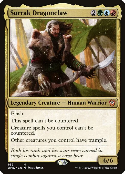 Surrak Dragonclaw, carta Magic di tipo Legendary Creature — Human Warrior illustrata da Jaime Jones