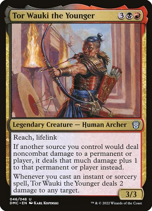 Tor Wauki the Younger, carta Magic di tipo Legendary Creature — Human Archer illustrata da Karl Kopinski
