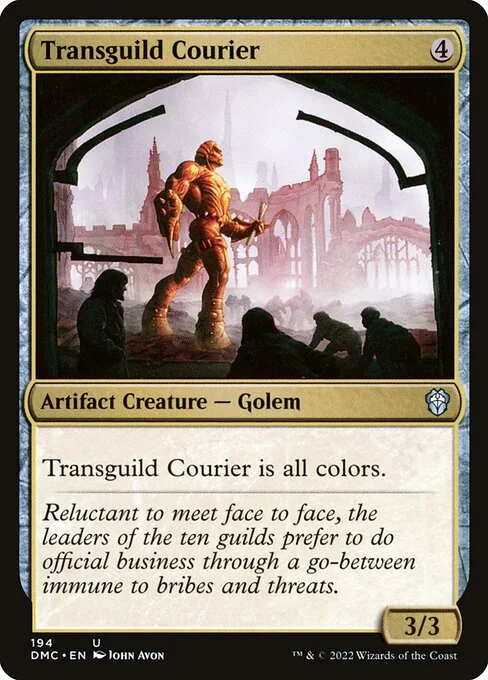 Transguild Courier, carta Magic di tipo Artifact Creature — Golem illustrata da John Avon