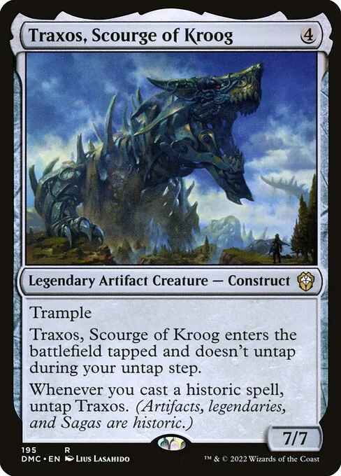 Traxos, Scourge of Kroog, carta Magic di tipo Legendary Artifact Creature — Construct illustrata da Lius Lasahido
