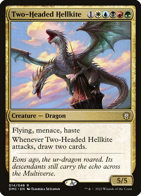 Two-Headed Hellkite, carta Magic di tipo Creature — Dragon illustrata da Fajareka Setiawan