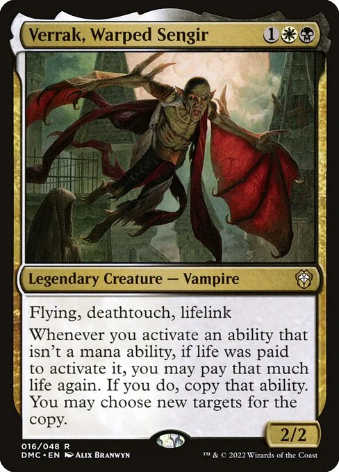 Verrak, Warped Sengir, carta Magic di tipo Legendary Creature — Vampire illustrata da Alix Branwyn