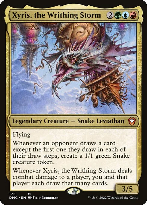 Xyris, the Writhing Storm, carta Magic di tipo Legendary Creature — Snake Leviathan illustrata da Filip Burburan