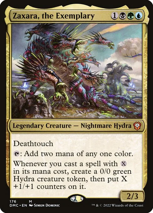 Zaxara, the Exemplary, carta Magic di tipo Legendary Creature — Nightmare Hydra illustrata da Simon Dominic