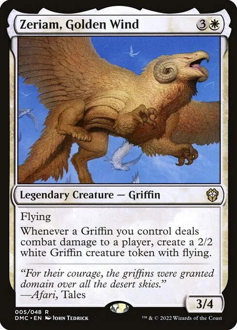 Zeriam, Golden Wind, carta Magic di tipo Legendary Creature — Griffin illustrata da John Tedrick