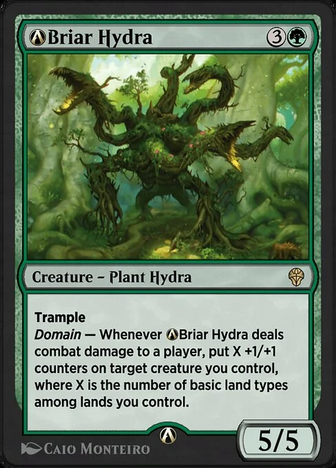 A-Briar Hydra, carta Magic di tipo Creature — Plant Hydra illustrata da Caio Monteiro