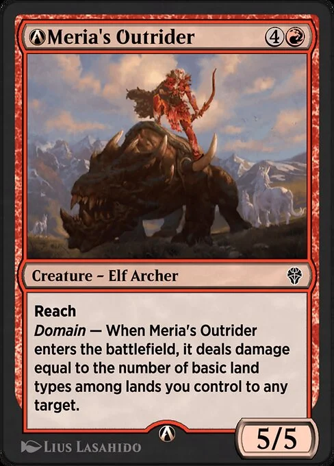A-Meria's Outrider, carta Magic di tipo Creature — Elf Archer illustrata da Lius Lasahido