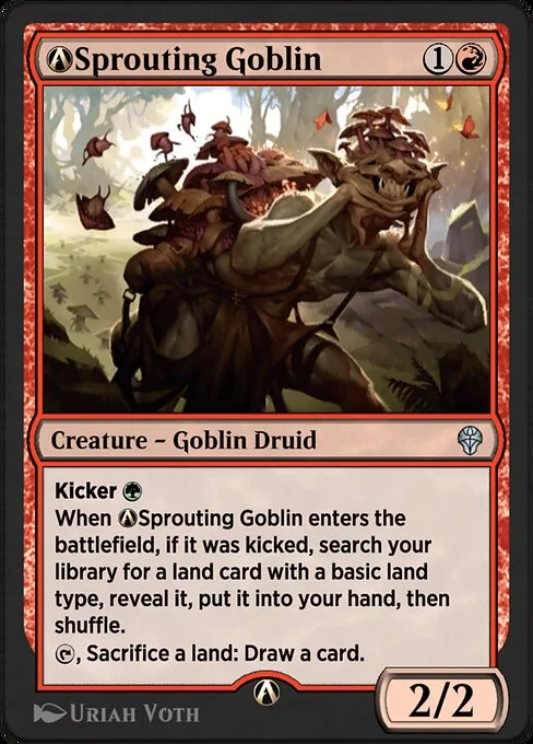 A-Sprouting Goblin, carta Magic di tipo Creature — Goblin Druid illustrata da Uriah Voth