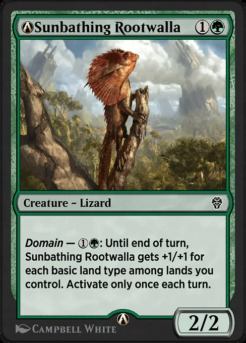 A-Sunbathing Rootwalla, carta Magic di tipo Creature — Lizard illustrata da Campbell White
