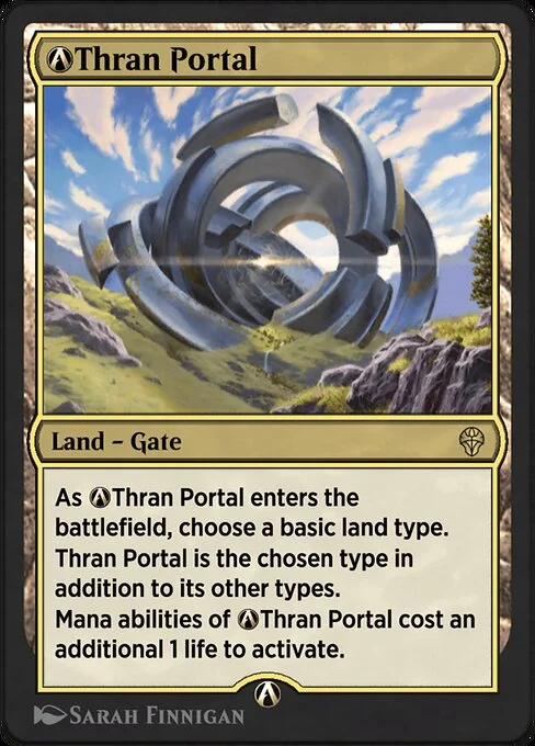 A-Thran Portal, carta Magic di tipo Land — Gate illustrata da Sarah Finnigan