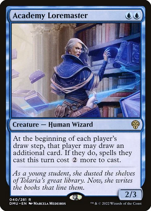 Academy Loremaster, carta Magic di tipo Creature — Human Wizard illustrata da Marcela Medeiros
