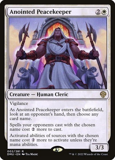 Anointed Peacekeeper, carta Magic di tipo Creature — Human Cleric illustrata da Tia Masic