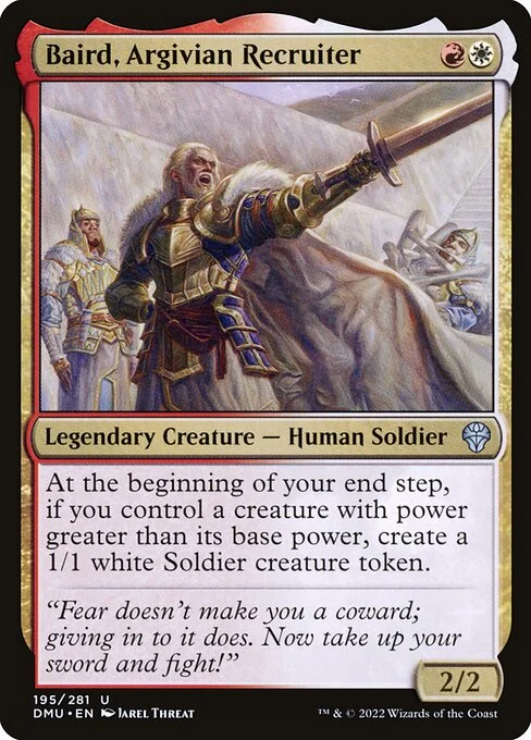 Baird, Argivian Recruiter, carta Magic di tipo Legendary Creature — Human Soldier illustrata da Jarel Threat