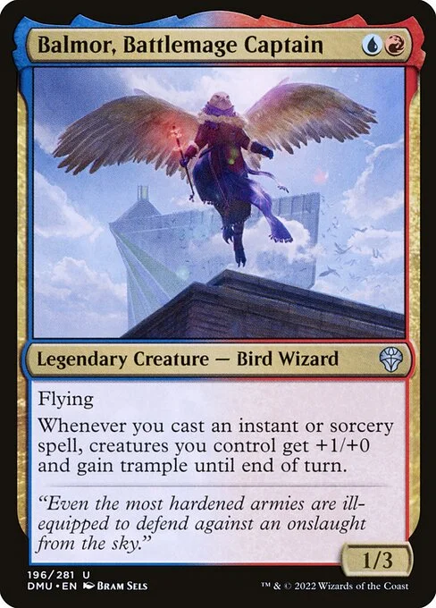 Balmor, Battlemage Captain, carta Magic di tipo Legendary Creature — Bird Wizard illustrata da Bram Sels