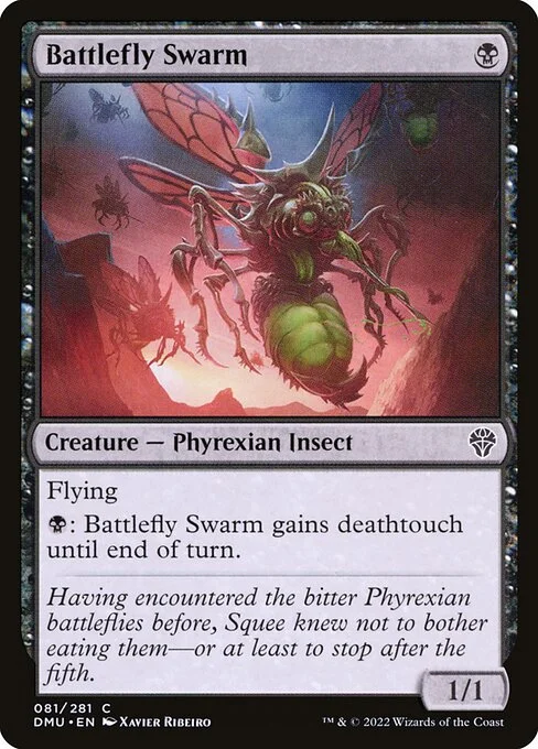 Battlefly Swarm, carta Magic di tipo Creature — Phyrexian Insect illustrata da Xavier Ribeiro