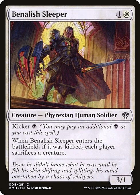 Benalish Sleeper, carta Magic di tipo Creature — Phyrexian Human Soldier illustrata da Josu Hernaiz