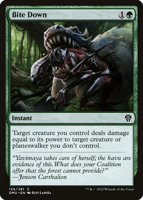 Bite Down, carta Magic di tipo Instant illustrata da Kitt Lapeña