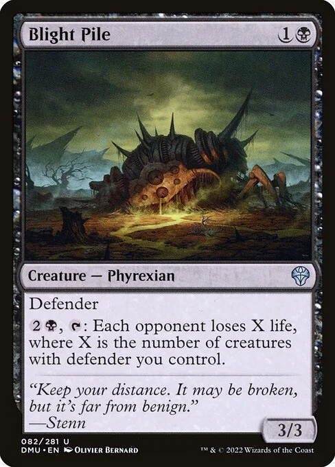 Blight Pile, carta Magic di tipo Creature — Phyrexian illustrata da Olivier Bernard