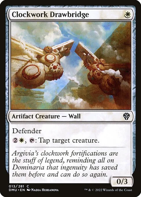 Clockwork Drawbridge, carta Magic di tipo Artifact Creature — Wall illustrata da Nadia Hurianova