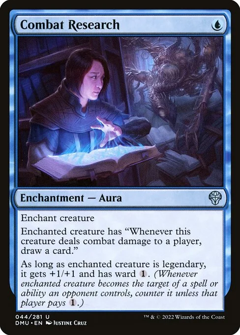 Combat Research, carta Magic di tipo Enchantment — Aura illustrata da Justine Cruz