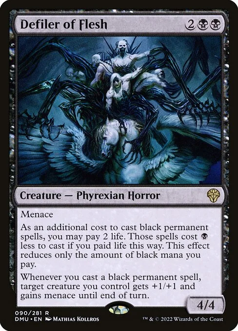 Defiler of Flesh, carta Magic di tipo Creature — Phyrexian Horror illustrata da Mathias Kollros