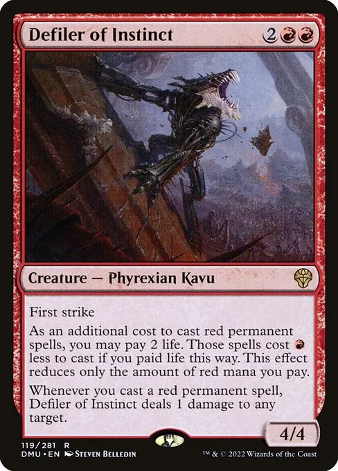 Defiler of Instinct, carta Magic di tipo Creature — Phyrexian Kavu illustrata da Steven Belledin