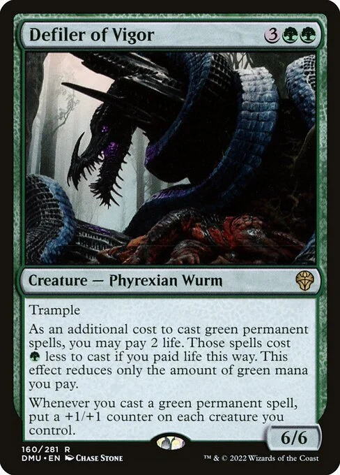 Defiler of Vigor, carta Magic di tipo Creature — Phyrexian Wurm illustrata da Chase Stone