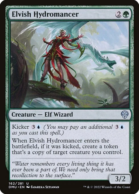 Elvish Hydromancer, carta Magic di tipo Creature — Elf Wizard illustrata da Fajareka Setiawan
