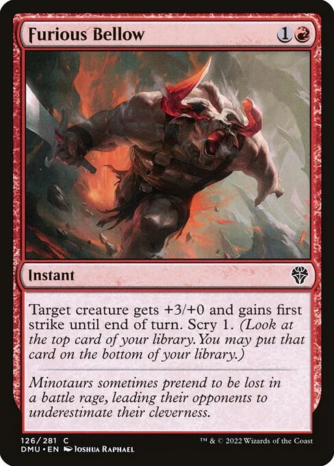 Furious Bellow, carta Magic di tipo Instant illustrata da Joshua Raphael