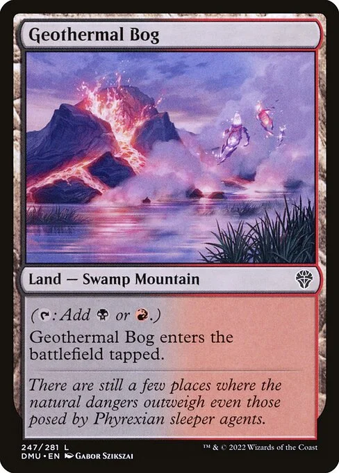 Geothermal Bog, carta Magic di tipo Land — Swamp Mountain illustrata da Gabor Szikszai