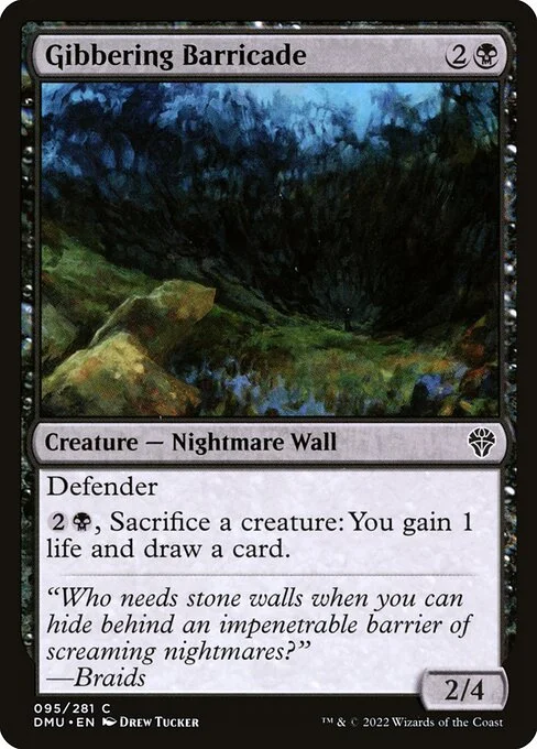 Gibbering Barricade, carta Magic di tipo Creature — Nightmare Wall illustrata da Drew Tucker