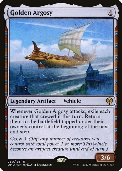 Golden Argosy, carta Magic di tipo Legendary Artifact — Vehicle illustrata da Daniel Ljunggren