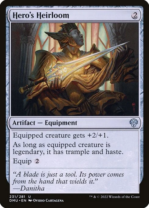Hero's Heirloom, carta Magic di tipo Artifact — Equipment illustrata da Ovidio Cartagena