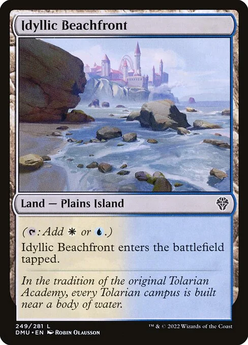 Idyllic Beachfront, carta Magic di tipo Land — Plains Island illustrata da Robin Olausson