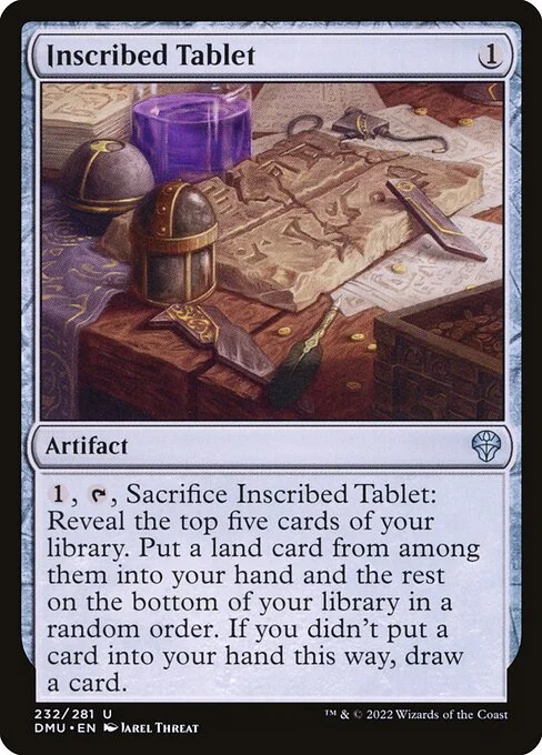 Inscribed Tablet, carta Magic di tipo Artifact illustrata da Jarel Threat
