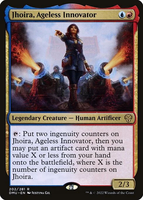 Jhoira, Ageless Innovator, carta Magic di tipo Legendary Creature — Human Artificer illustrata da Justyna Dura