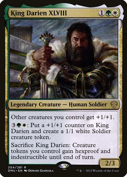 King Darien XLVIII, carta Magic di tipo Legendary Creature — Human Soldier illustrata da Donato Giancola