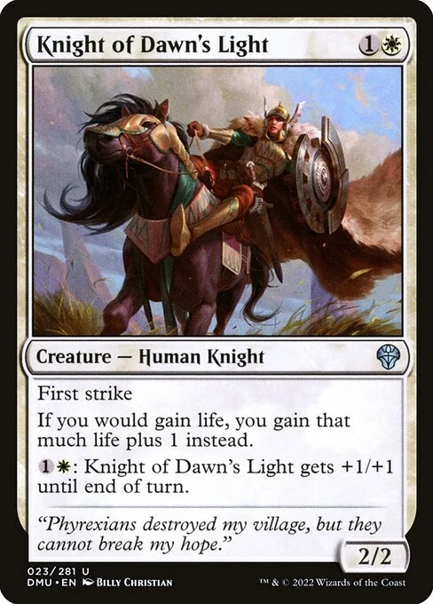 Knight of Dawn's Light, carta Magic di tipo Creature — Human Knight illustrata da Billy Christian