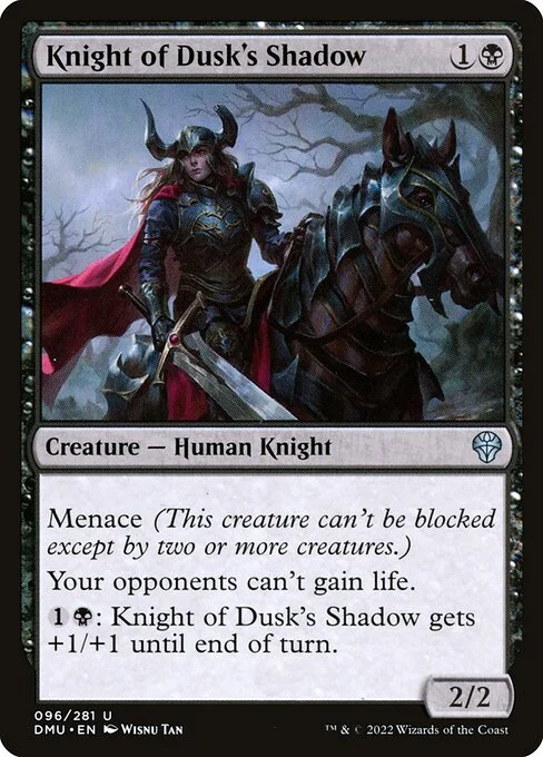 Knight of Dusk's Shadow, carta Magic di tipo Creature — Human Knight illustrata da Wisnu Tan
