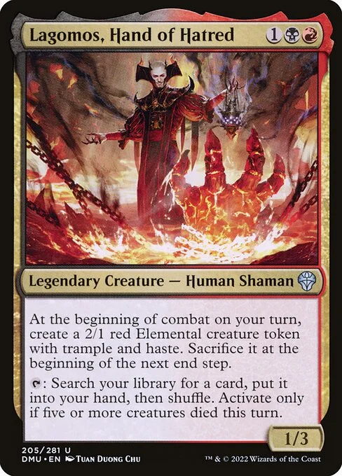 Lagomos, Hand of Hatred, carta Magic di tipo Legendary Creature — Human Shaman illustrata da Tuan Duong Chu