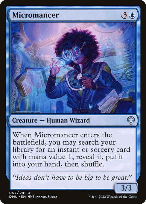 Micromancer, carta Magic di tipo Creature — Human Wizard illustrata da Ernanda Souza
